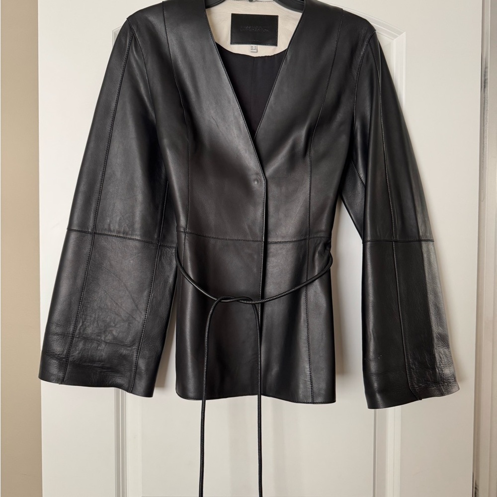 Massimo Dutti Sleek Black Leather Jacket